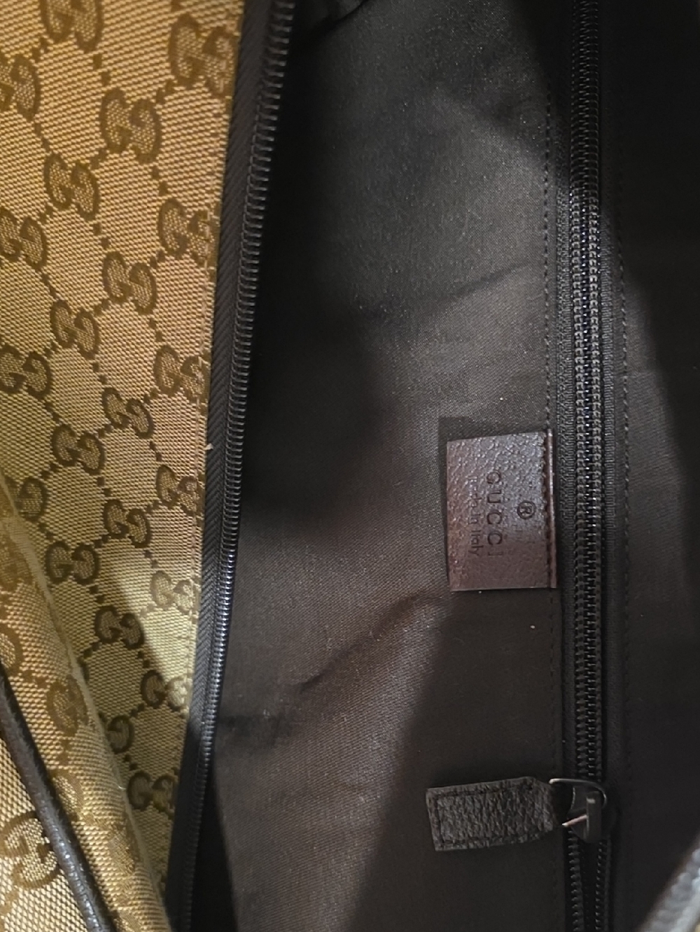 GUCCI GG Monogram Web Large Collapsible Carry On Duffle Beige Brown - Picture 11 of 12